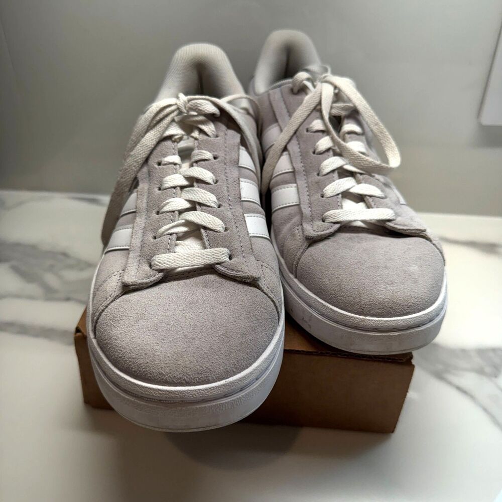 Women's Adidas Grand Court Alpha Grey Suede White Comfy Casual Shoe ID5288 9.5